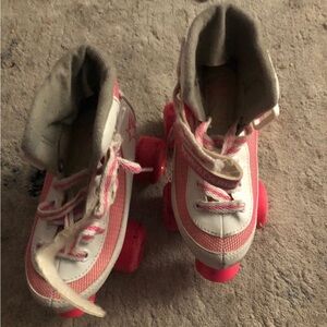 Kids Pink and White Quad Roller Skates